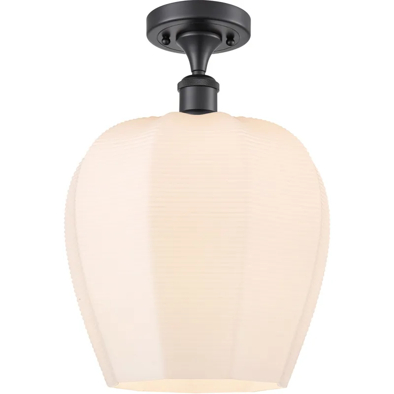 Ballston Norfolk LED 11.75 inch Matte Black Semi-Flush Mount Ceiling Light in Matte White Glass