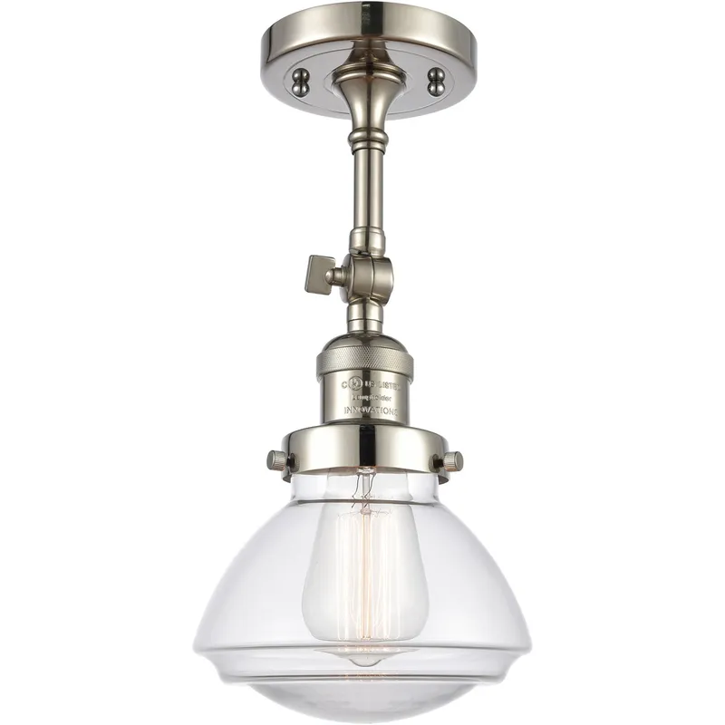 Franklin Restoration Olean LED 7 inch Polished Nickel Semi-Flush Mount Ceiling Light in Clear Glass, Franklin Restoration