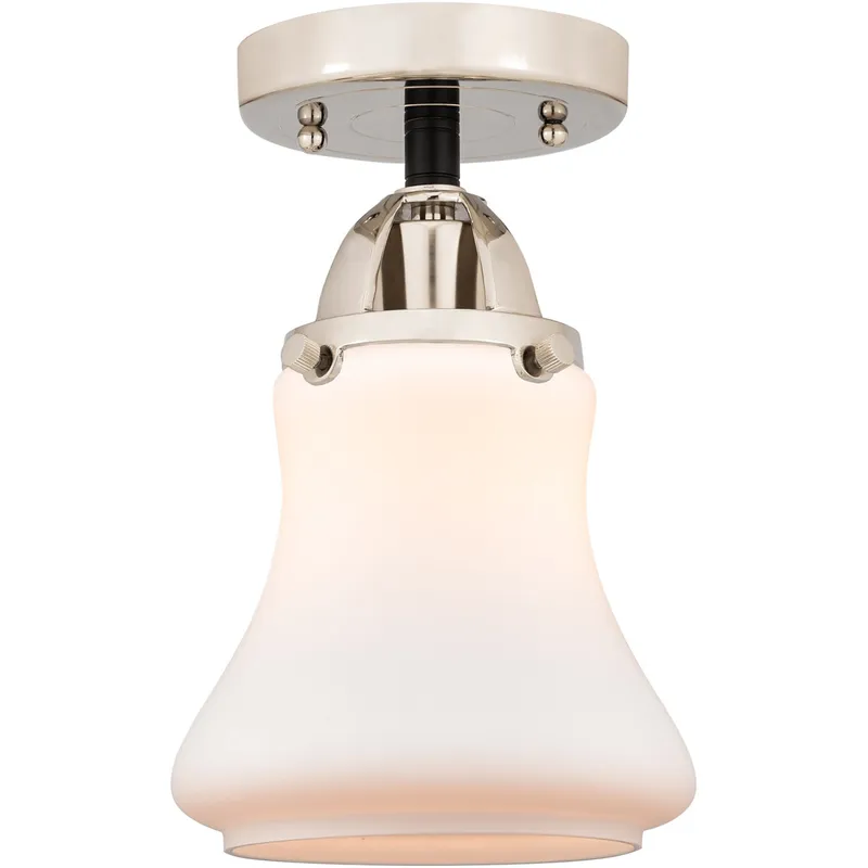 Nouveau 2 Bellmont 1 Light 6 inch Black Polished Nickel Semi-Flush Mount Ceiling Light in Matte White Glass