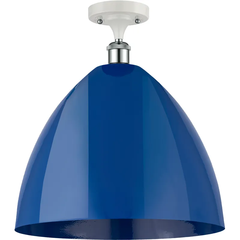 Ballston Plymouth Dome LED 16 inch White and Polished Chrome Semi-Flush Mount Ceiling Light in Matte Blue