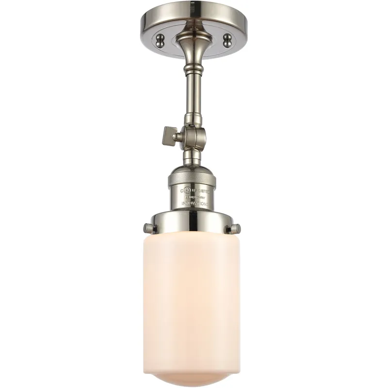 Franklin Restoration Dover LED 5 inch Polished Nickel Semi-Flush Mount Ceiling Light in Matte White Glass, Franklin Restoration
