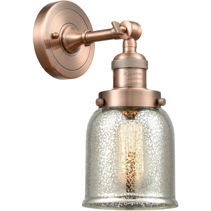 Franklin Restoration Small Bell 1 Light 5 inch Antique Copper Semi-Flush Mount Ceiling Light in Silver Plated Mercury Glass, Franklin Restoration