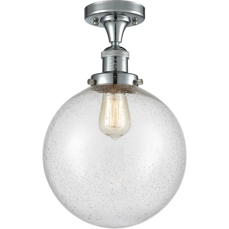 Franklin Restoration X-Large Beacon 1 Light 10 inch Polished Chrome Semi-Flush Mount Ceiling Light in Seedy Glass, Franklin Restoration