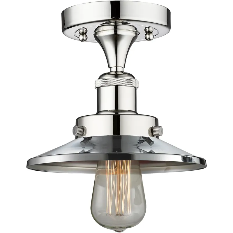 Edison 1 Light 8 inch Polished Chrome Semi-Flush Mount Ceiling Light