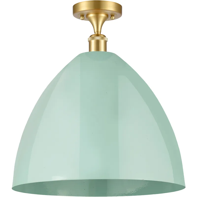 Ballston Plymouth Dome LED 16 inch Satin Gold Semi-Flush Mount Ceiling Light in Matte Seafoam
