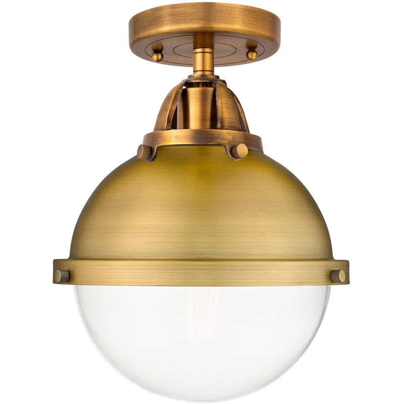 Nouveau 2 Hampden 1 Light 9 inch Brushed Brass Semi-Flush Mount Ceiling Light in Clear Glass