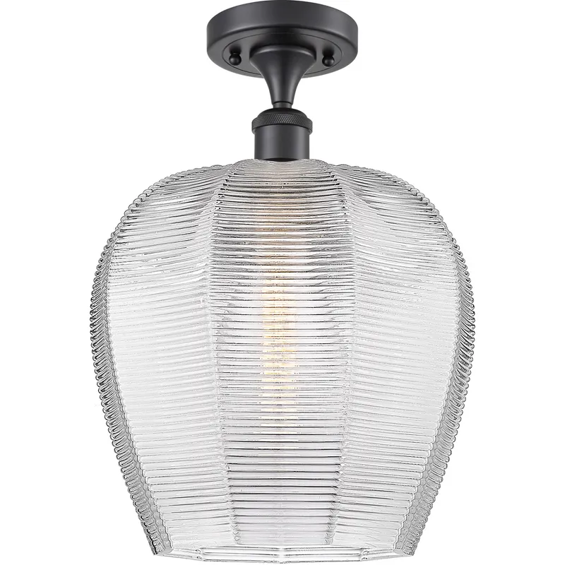 Ballston Norfolk LED 11.75 inch Matte Black Semi-Flush Mount Ceiling Light in Clear Glass