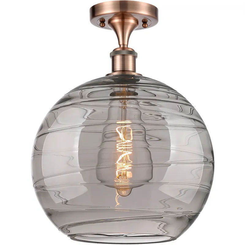 Ballston Athens Deco Swirl 1 Light 12 inch Antique Copper Semi-Flush Mount Ceiling Light