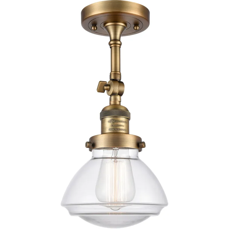 Franklin Restoration Olean LED 7 inch Brushed Brass Semi-Flush Mount Ceiling Light in Clear Glass, Franklin Restoration