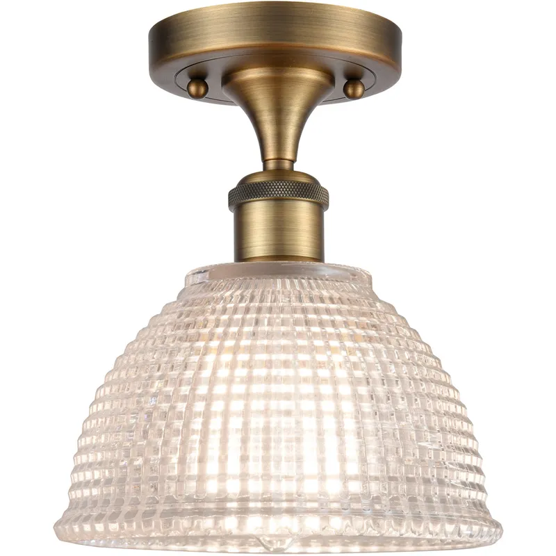 Ballston Arietta LED 8 inch Brushed Brass Semi-Flush Mount Ceiling Light, Ballston