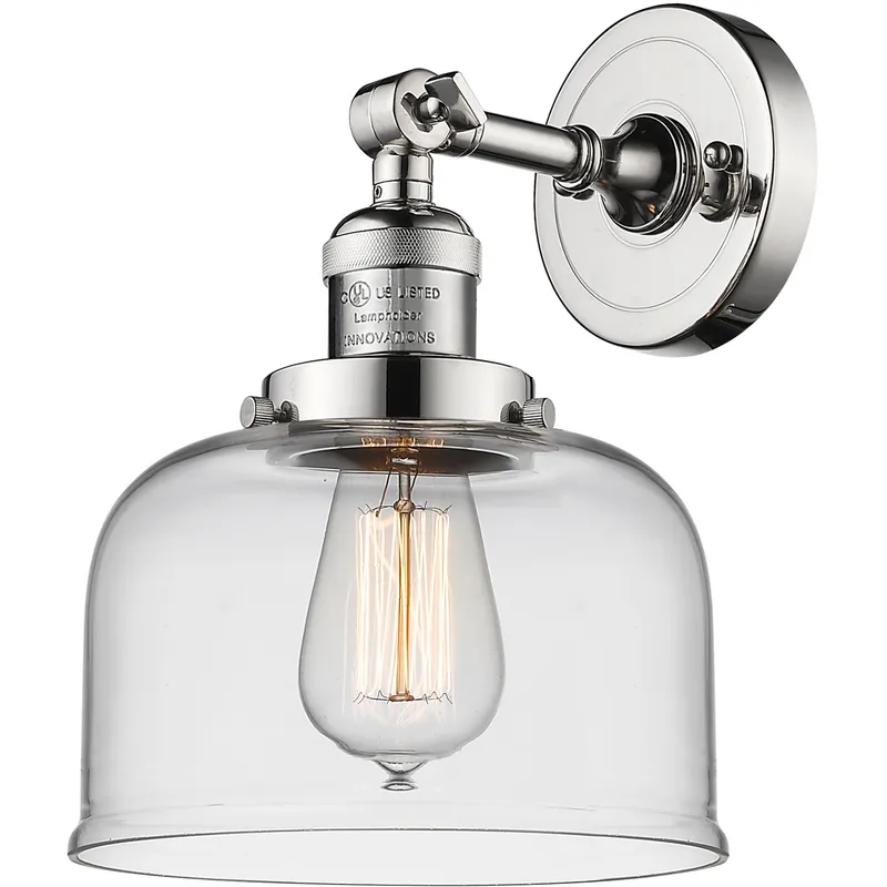 Franklin Restoration Large Bell 1 Light 8 inch Polished Nickel Semi-Flush Mount Ceiling Light in Clear Glass, Franklin Restoration