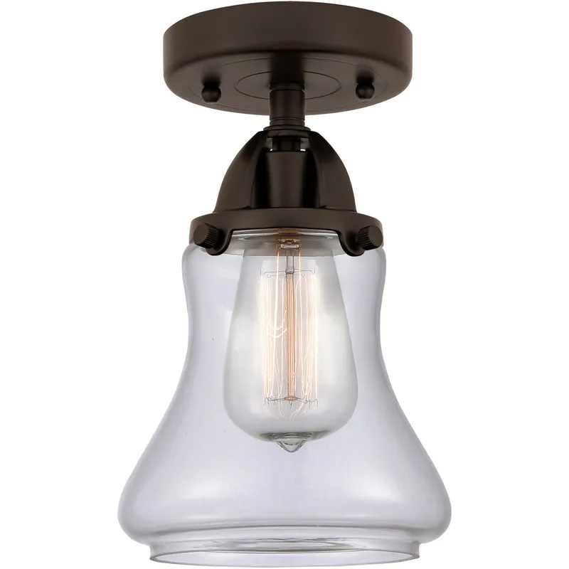 Nouveau 2 Bellmont 1 Light 6 inch Oil Rubbed Bronze Semi-Flush Mount Ceiling Light in Clear Glass