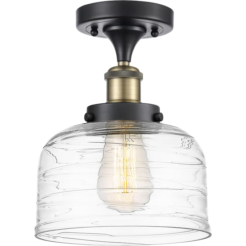 Ballston Bell 1 Light 8 inch Black Antique Brass Semi-Flush Mount Ceiling Light