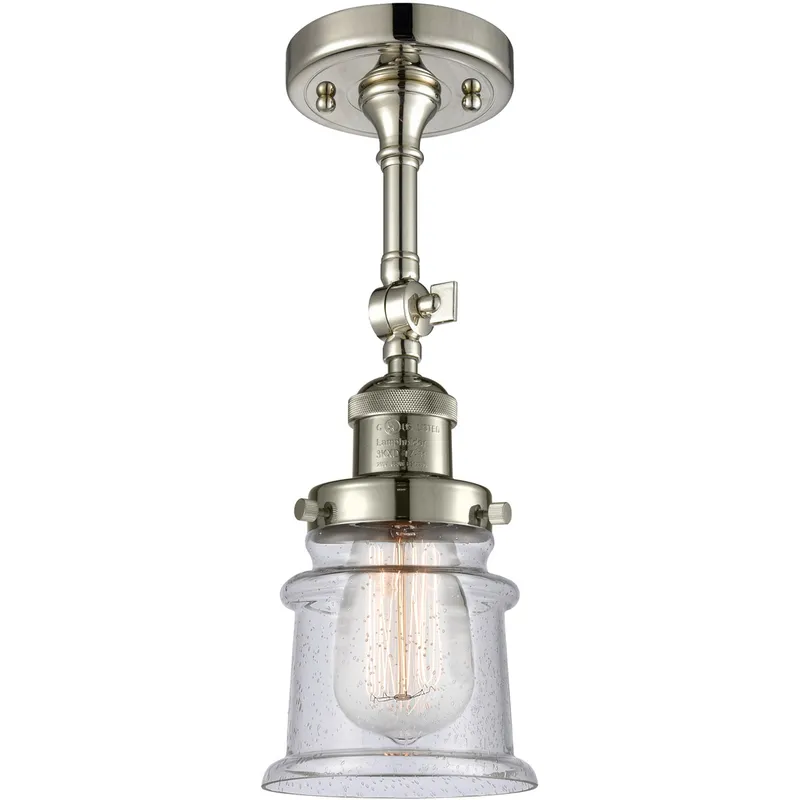 Franklin Restoration Small Canton 1 Light 6 inch Polished Nickel Semi-Flush Mount Ceiling Light in Seedy Glass, Franklin Restoration