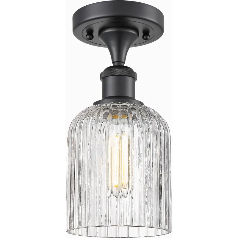 Bridal Veil 1 Light 5 inch Matte Black Semi-Flush Mount Ceiling Light in Clear Glass