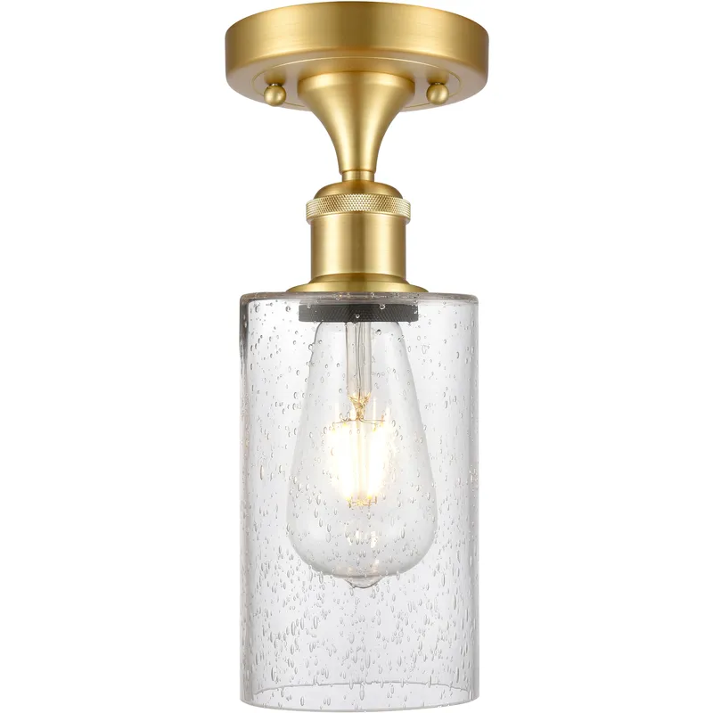 Clymer 1 Light 3.88 inch Satin Gold Semi-Flush Mount Ceiling Light in Seedy Glass