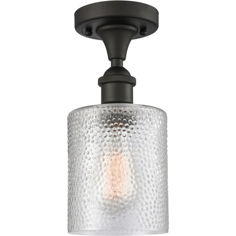 Edison Cobbleskill 1 Light 5 inch Oil Rubbed Bronze Semi-Flush Mount Ceiling Light in Clear Glass