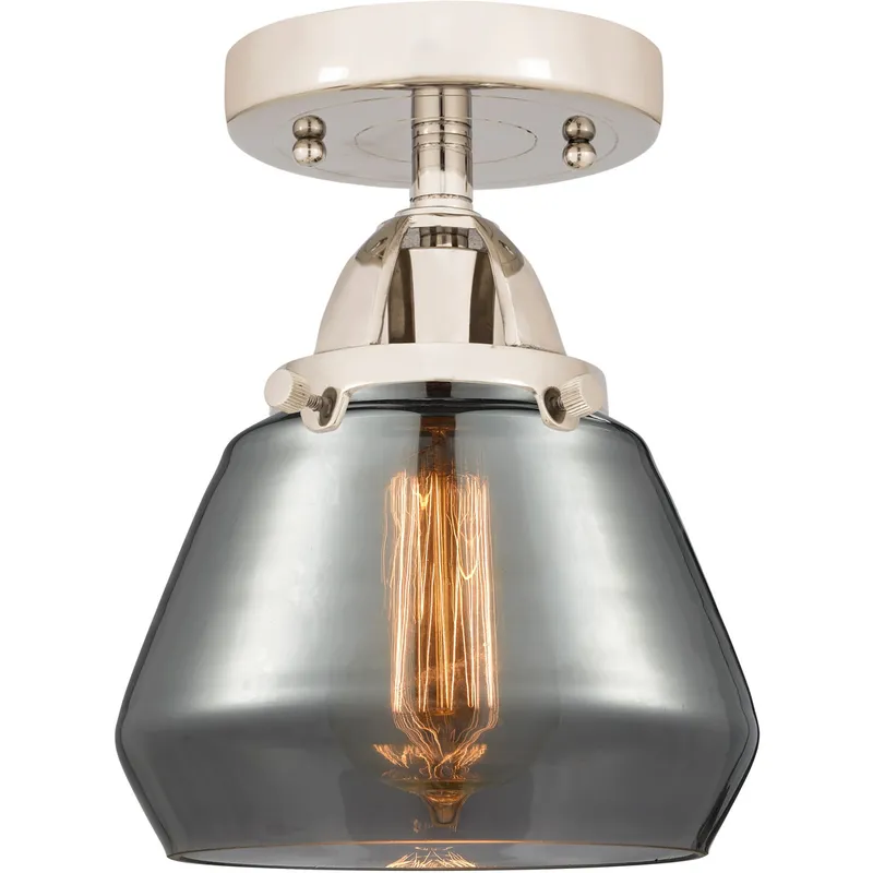 Nouveau 2 Fulton 1 Light 7 inch Polished Nickel Semi-Flush Mount Ceiling Light in Plated Smoke Glass
