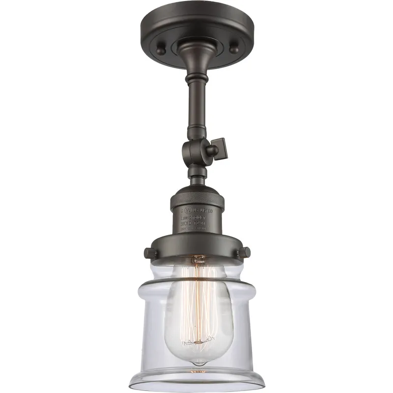 Franklin Restoration Small Canton 1 Light 6 inch Oil Rubbed Bronze Semi-Flush Mount Ceiling Light in Clear Glass, Franklin Restoration