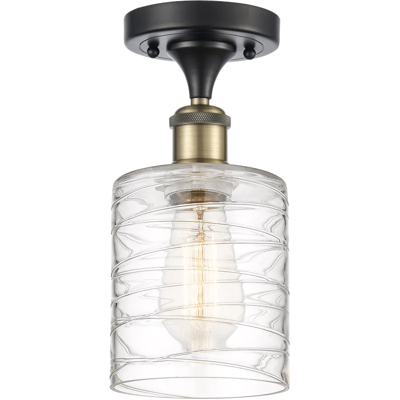 Ballston Cobbleskill 1 Light 5 inch Black Antique Brass Semi-Flush Mount Ceiling Light