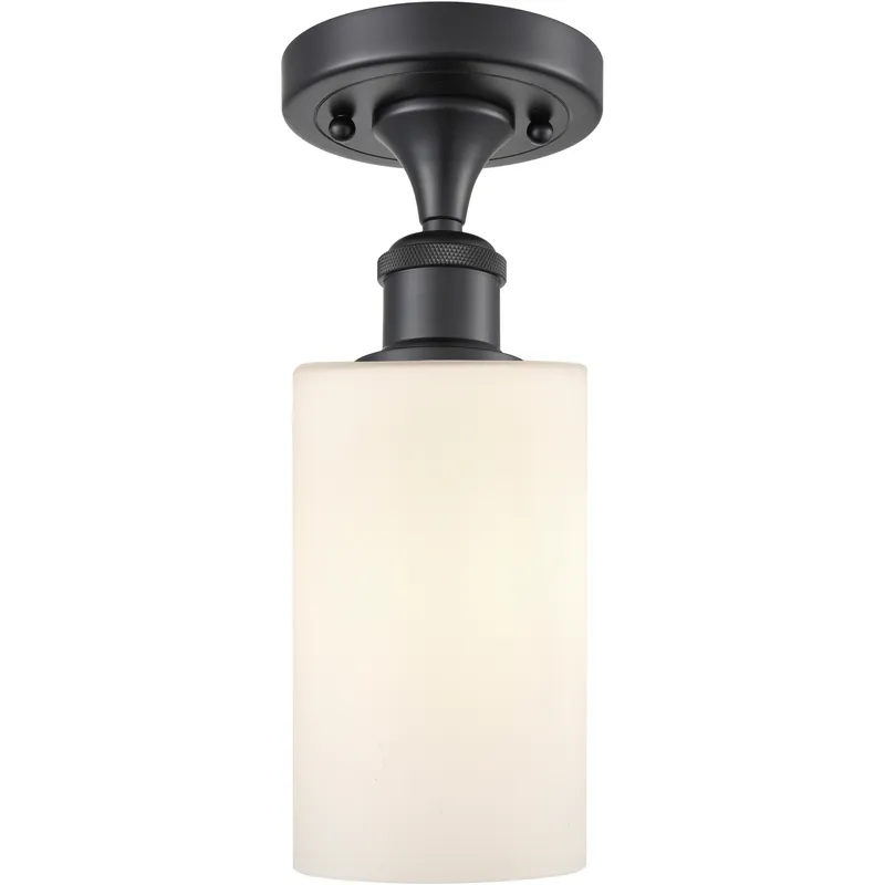 Edison Clymer 1 Light 3.88 inch Matte Black Semi-Flush Mount Ceiling Light in Matte White Glass