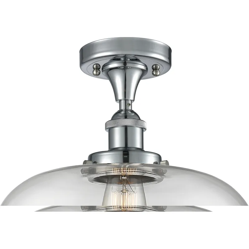Ballston X-Large Bell 1 Light 8 inch Polished Chrome Semi-Flush Mount Ceiling Light in Clear Glass, Ballston
