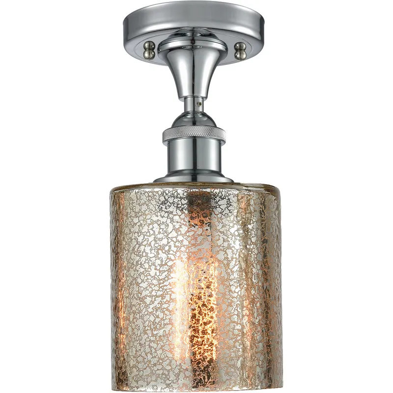 Ballston Cobbleskill 1 Light 5 inch Polished Chrome Semi-Flush Mount Ceiling Light in Mercury Glass, Ballston