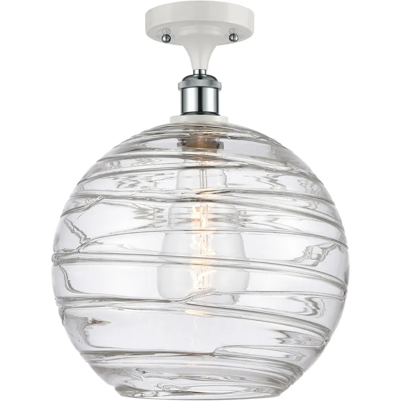 Ballston X-Large Deco Swirl 1 Light 12 inch White and Polished Chrome Semi-Flush Mount Ceiling Light, Ballston