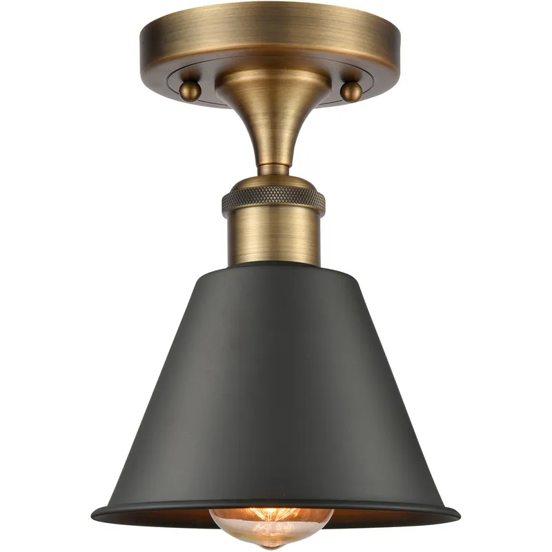 Ballston Smithfield LED 7 inch Brushed Brass Semi-Flush Mount Ceiling Light