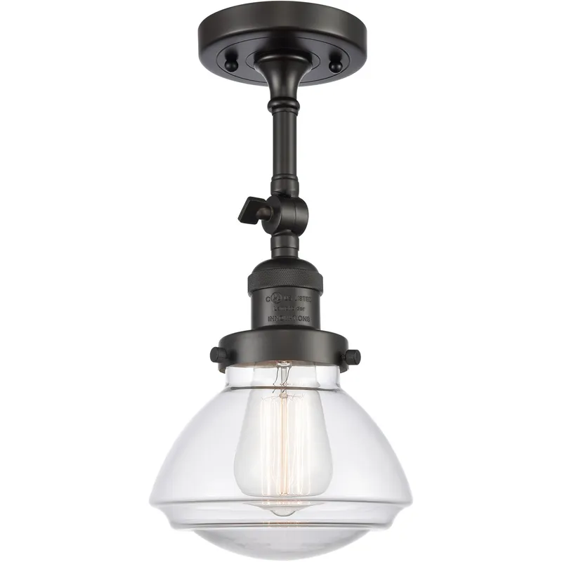 Franklin Restoration Olean LED 7 inch Oil Rubbed Bronze Semi-Flush Mount Ceiling Light in Clear Glass, Franklin Restoration