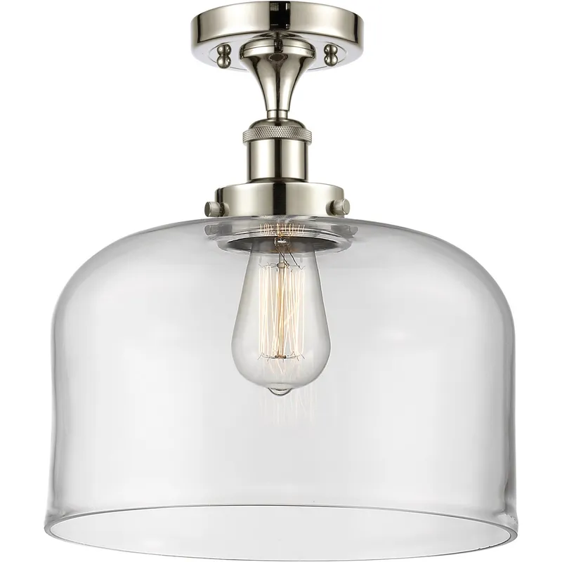 Ballston X-Large Bell 1 Light 8 inch Polished Nickel Semi-Flush Mount Ceiling Light in Clear Glass