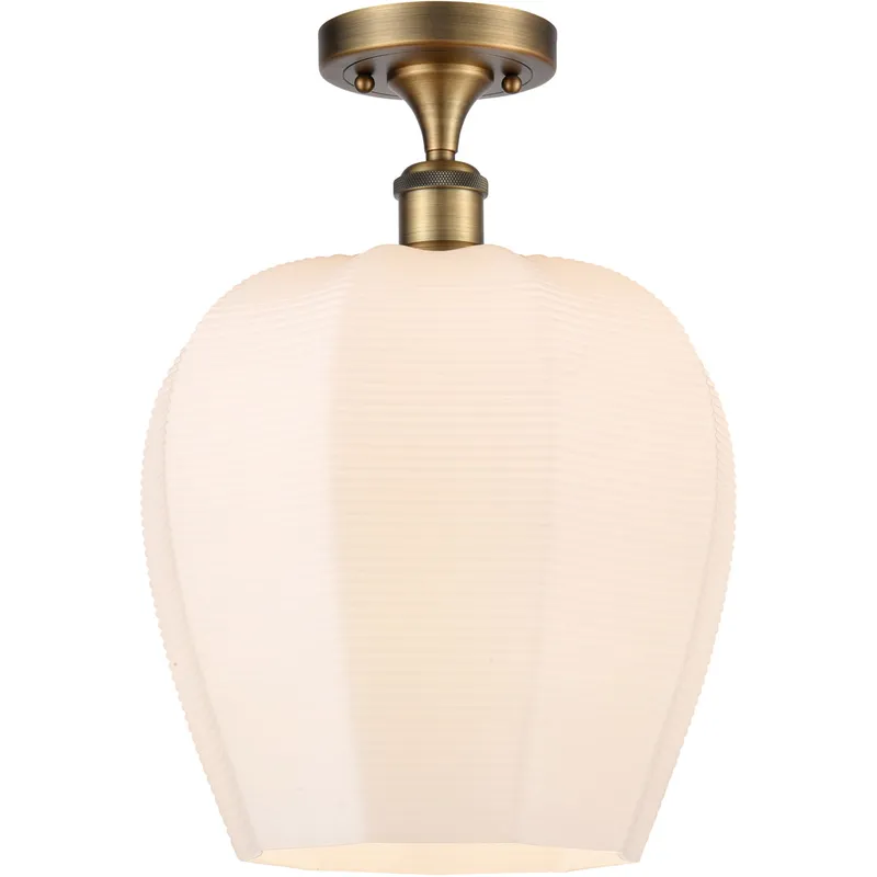 Ballston Norfolk LED 11.75 inch Brushed Brass Semi-Flush Mount Ceiling Light in Matte White Glass