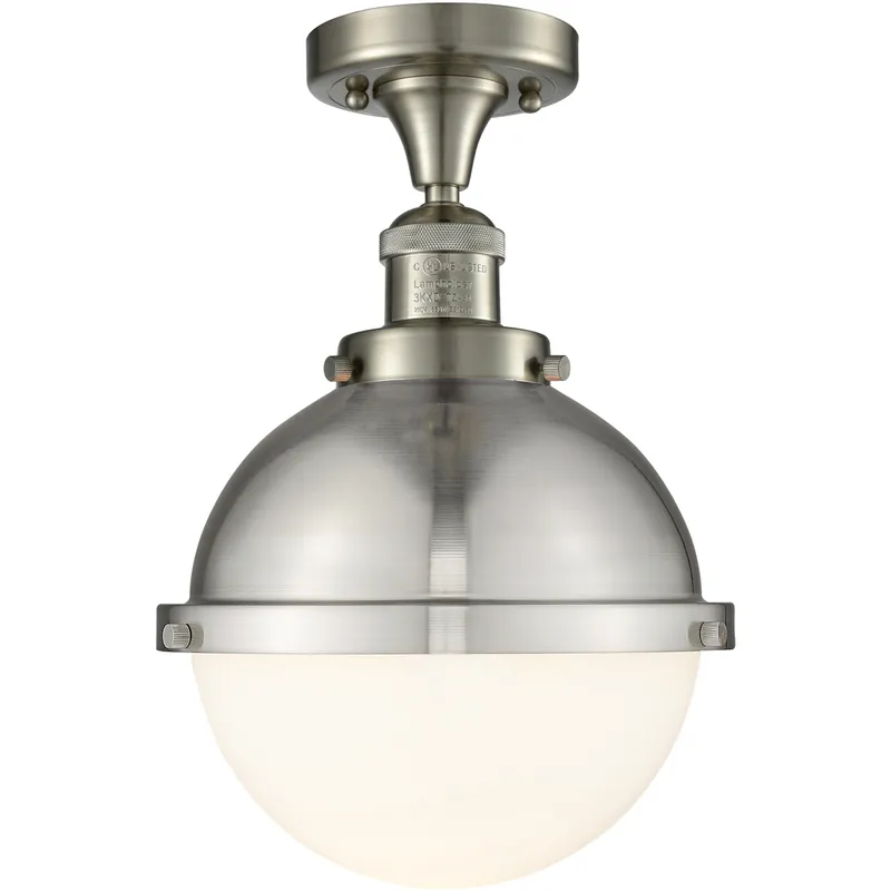 Franklin Restoration Hampden LED 9 inch Brushed Satin Nickel Semi-Flush Mount Ceiling Light in Matte White Glass