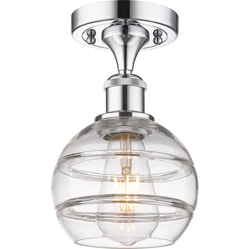 Edison Rochester 1 Light 5.88 inch Polished Chrome Semi-Flush Mount Ceiling Light in Clear Glass