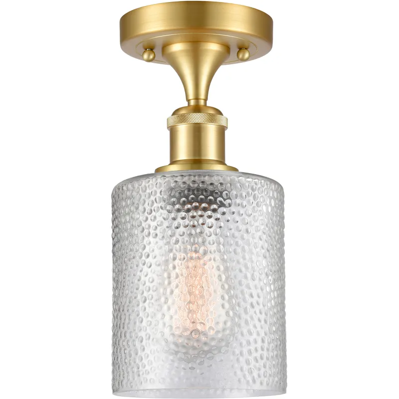 Cobbleskill 1 Light 5 inch Satin Gold Semi-Flush Mount Ceiling Light in Clear Glass