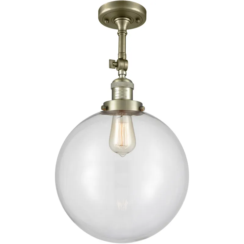 Franklin Restoration XX-Large Beacon LED 12 inch Antique Brass Semi-Flush Mount Ceiling Light in Clear Glass, Franklin Restoration