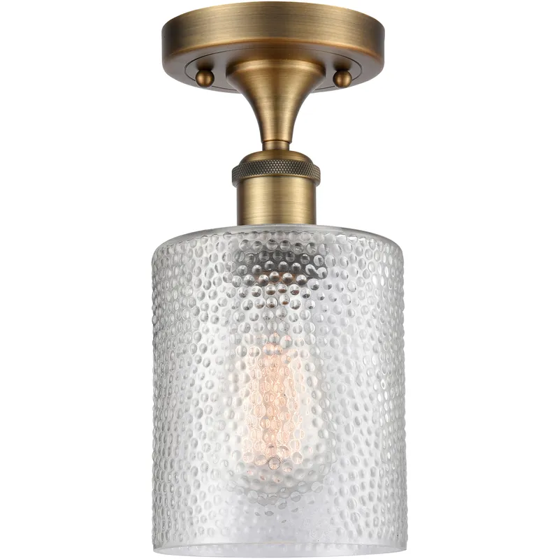 Cobbleskill 1 Light 5 inch Brushed Brass Semi-Flush Mount Ceiling Light in Clear Glass