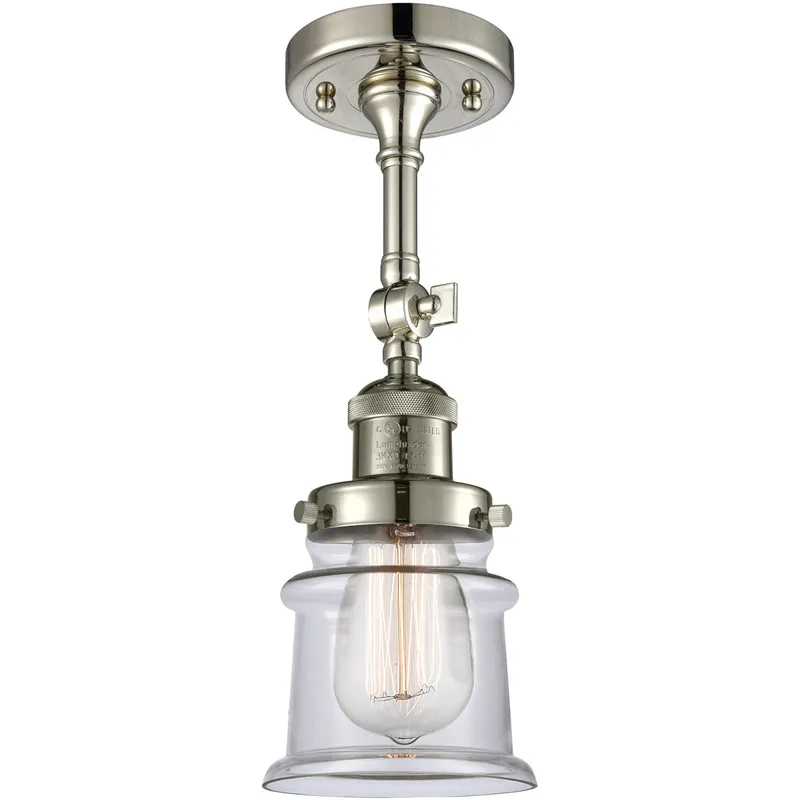 Franklin Restoration Small Canton 1 Light 6 inch Polished Nickel Semi-Flush Mount Ceiling Light in Clear Glass, Franklin Restoration