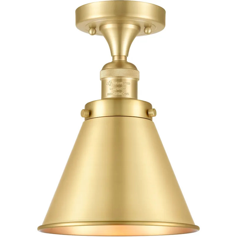 Franklin Restoration Appalachian LED 8 inch Satin Gold Semi-Flush Mount Ceiling Light, Franklin Restoration