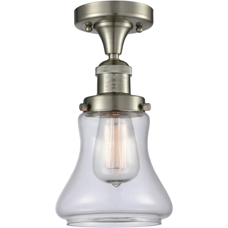 Franklin Restoration Bellmont LED 6.25 inch Brushed Satin Nickel Semi-Flush Mount Ceiling Light in Clear Glass, Franklin Restoration