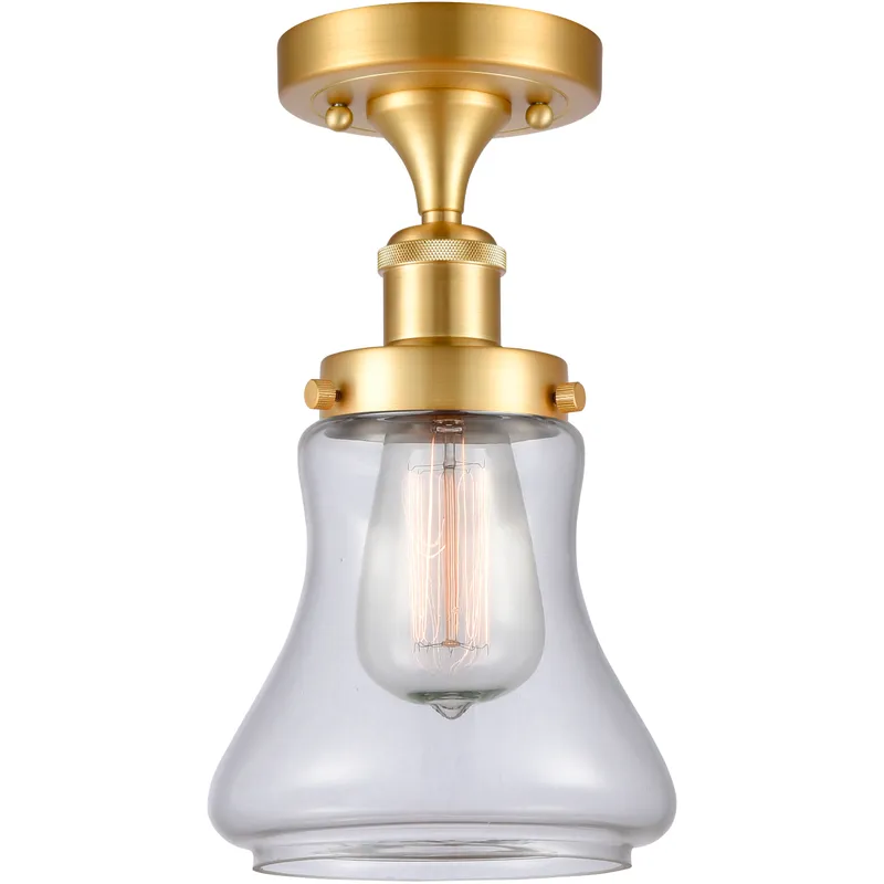 Bellmont 1 Light 6.5 inch Satin Gold Semi-Flush Mount Ceiling Light in Clear Glass