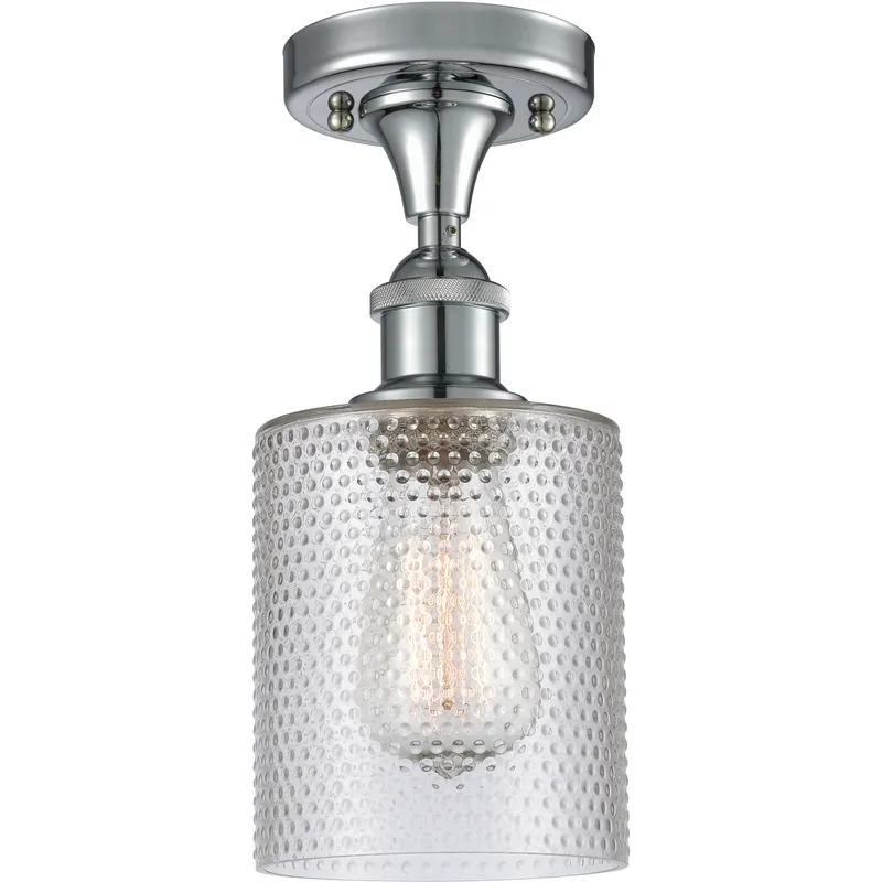 Edison Cobbleskill 1 Light 5 inch Polished Chrome Semi-Flush Mount Ceiling Light in Clear Glass