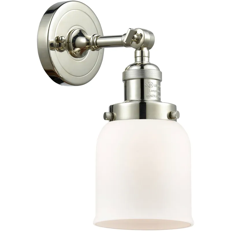 Franklin Restoration Small Bell 1 Light 5 inch Polished Nickel Semi-Flush Mount Ceiling Light in Matte White Glass, Franklin Restoration