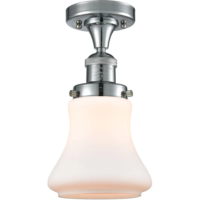 Franklin Restoration Bellmont LED 6 inch Polished Chrome Semi-Flush Mount Ceiling Light in Matte White Glass, Franklin Restoration