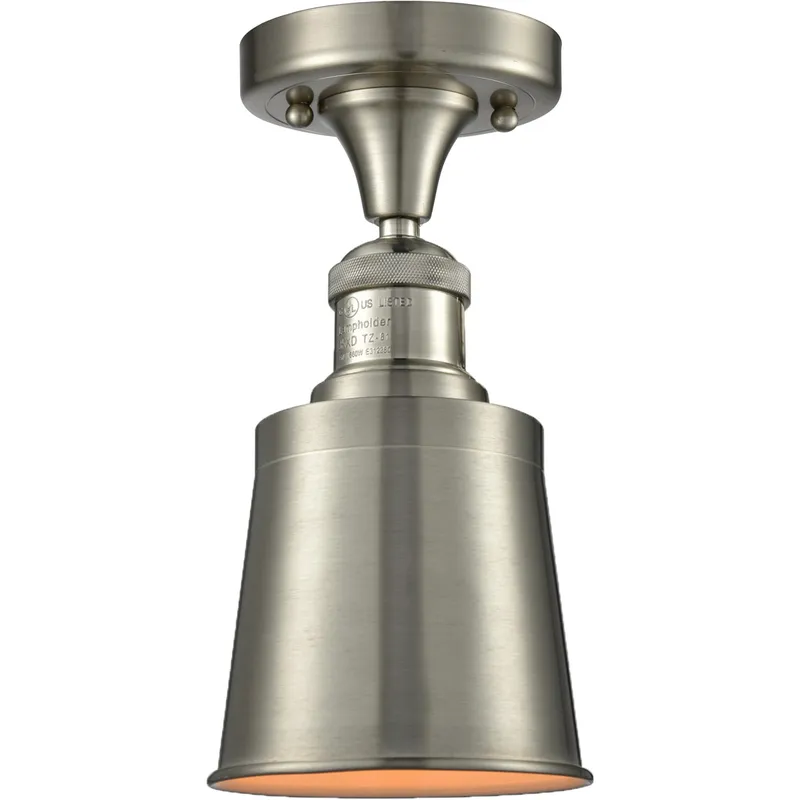 Franklin Restoration Addison 1 Light 5 inch Brushed Satin Nickel Semi-Flush Mount Ceiling Light, Franklin Restoration
