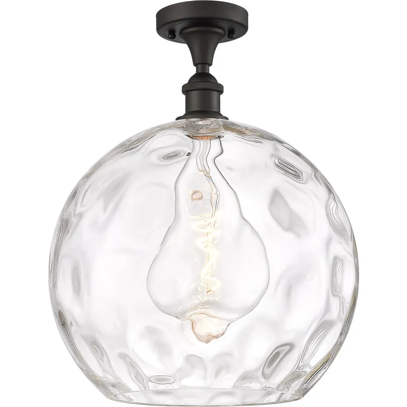 Ballston Athens Water Glass 1 Light 14 inch Oil Rubbed Bronze Semi-Flush Mount Ceiling Light