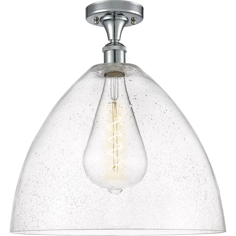 Ballston Dome LED 16 inch Polished Chrome Semi-Flush Mount Ceiling Light in Seedy Glass