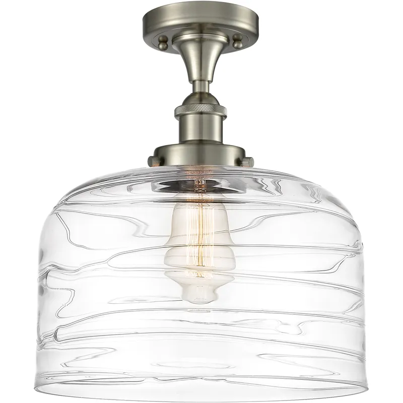 Ballston Bell 1 Light 8 inch Brushed Satin Nickel Semi-Flush Mount Ceiling Light