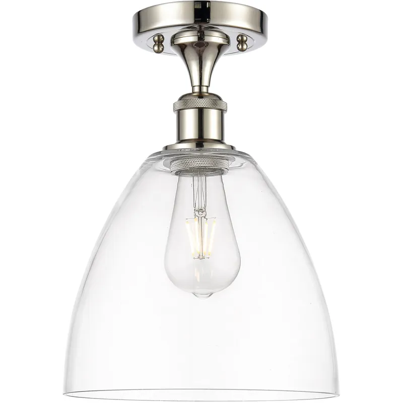 Ballston Dome 1 Light 9 inch Polished Nickel Semi-Flush Mount Ceiling Light in Clear Glass