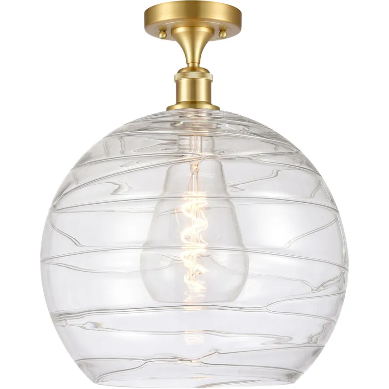 Ballston Deco Swirl LED 13.75 inch Satin Gold Semi-Flush Mount Ceiling Light